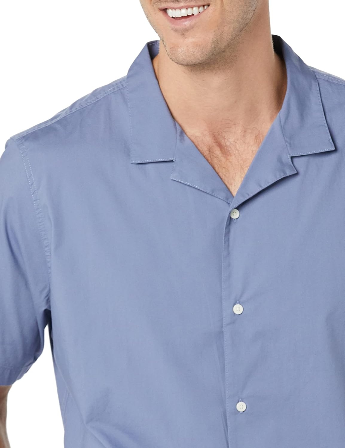 image:imageAmazon Essentials Mens Vacation Cotton ButtonDown Short Sleeve Resort ShirtWashed Blue