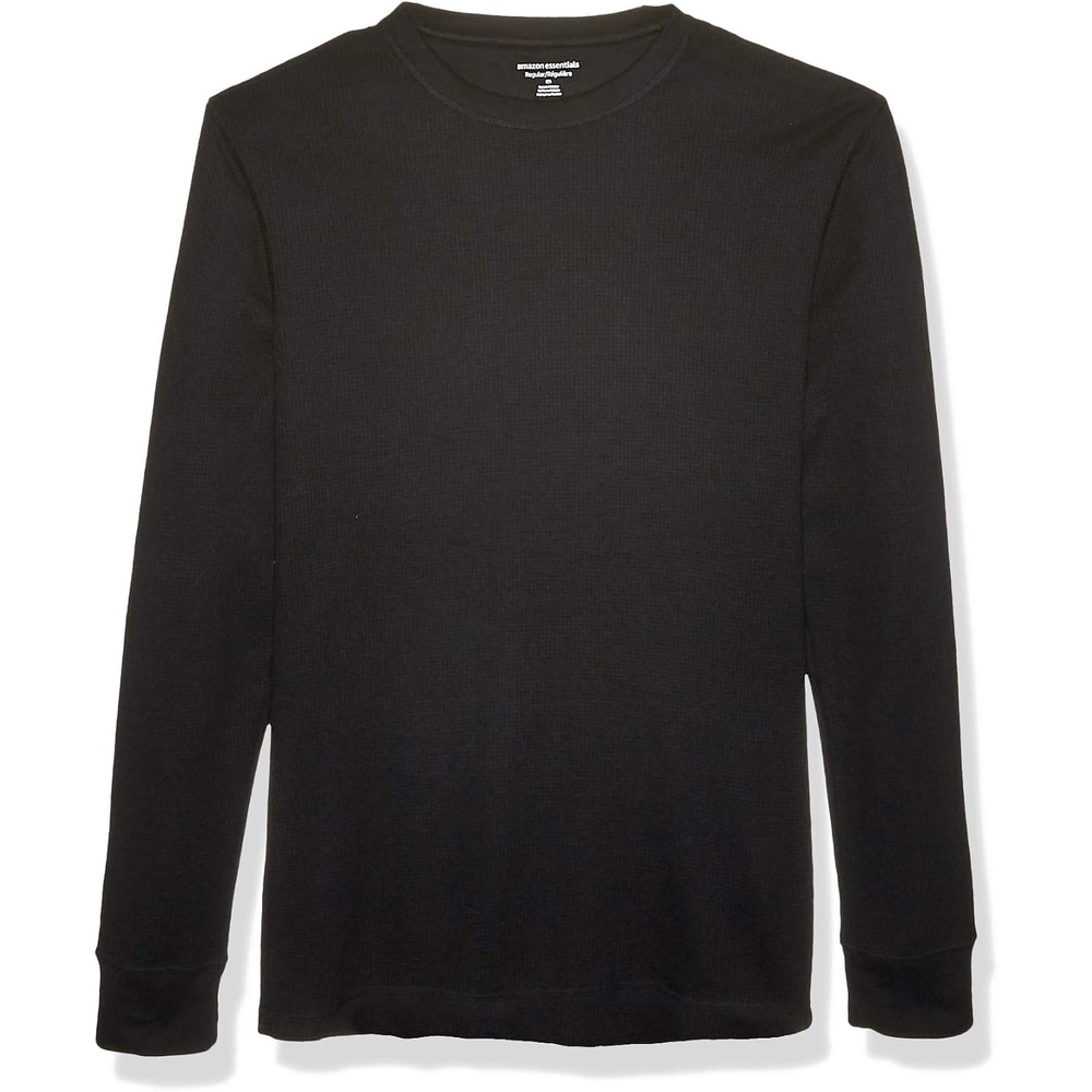 image:imageAmazon Essentials Mens Long Sleeve SlimFit Waffle Thermal Shirt with Ribbed TrimBlack