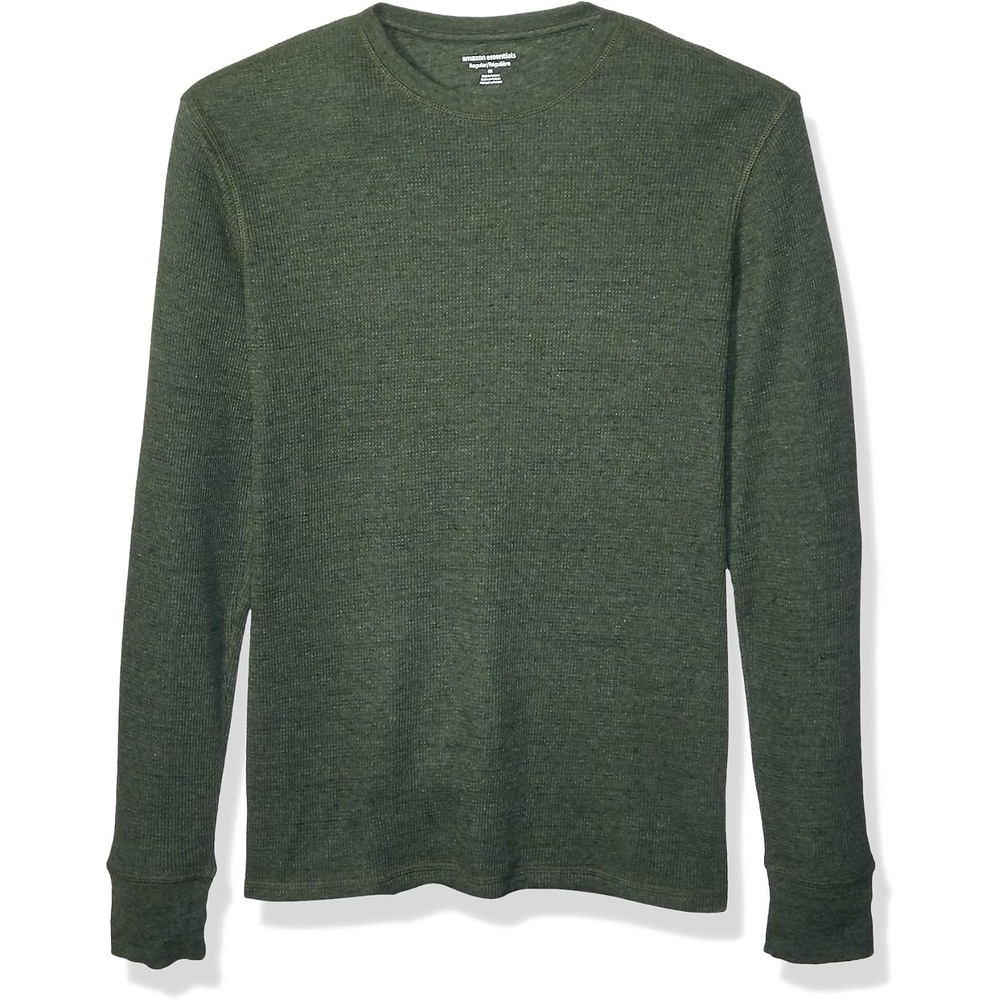 image:imageAmazon Essentials Mens Long Sleeve SlimFit Waffle Thermal Shirt with Ribbed TrimOlive Heather