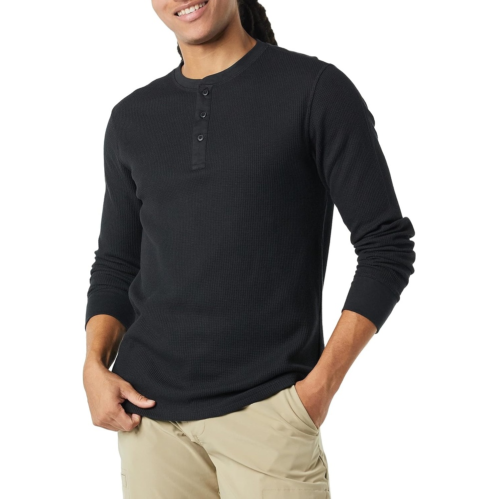image:imageAmazon Essentials Mens Long Sleeve Waffle Henley ShirtBlack