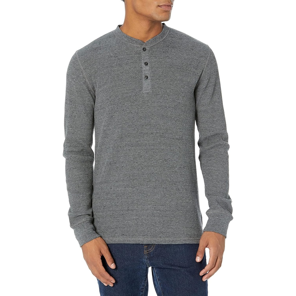 image:imageAmazon Essentials Mens Long Sleeve Waffle Henley ShirtCharcoal