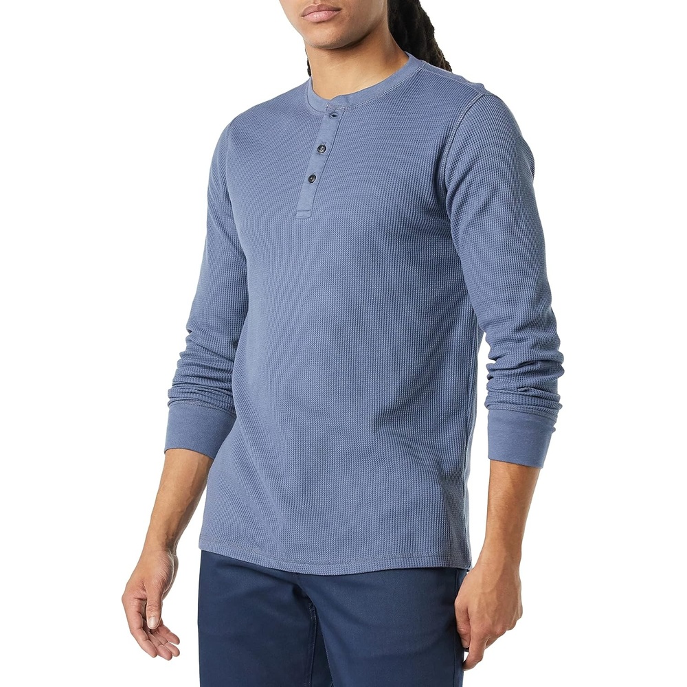 image:imageAmazon Essentials Mens Long Sleeve Waffle Henley ShirtIndigo