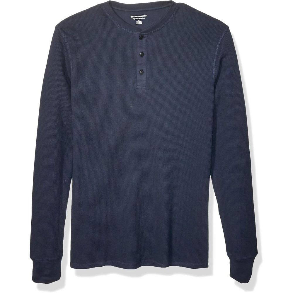image:imageAmazon Essentials Mens Long Sleeve Waffle Henley ShirtNavy