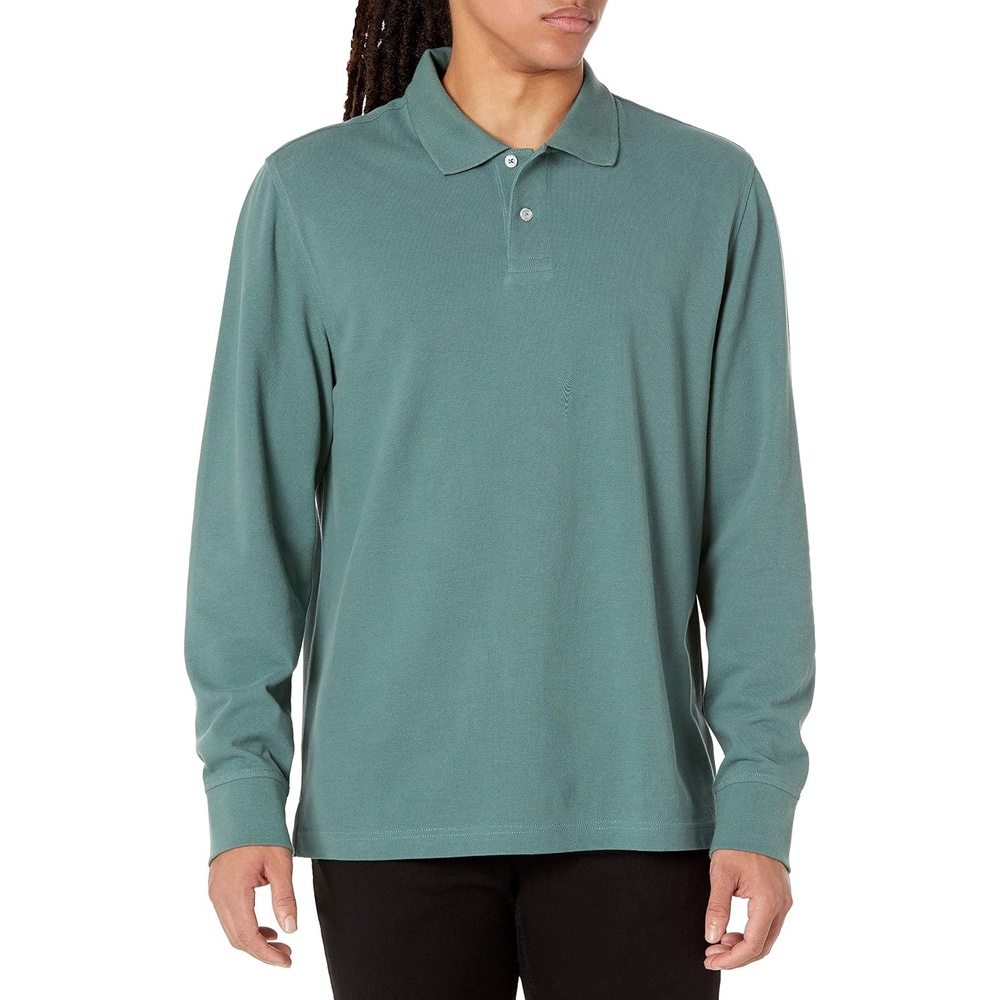 image:imageAmazon Essentials Mens LongSleeve Pique Polo ShirtSage