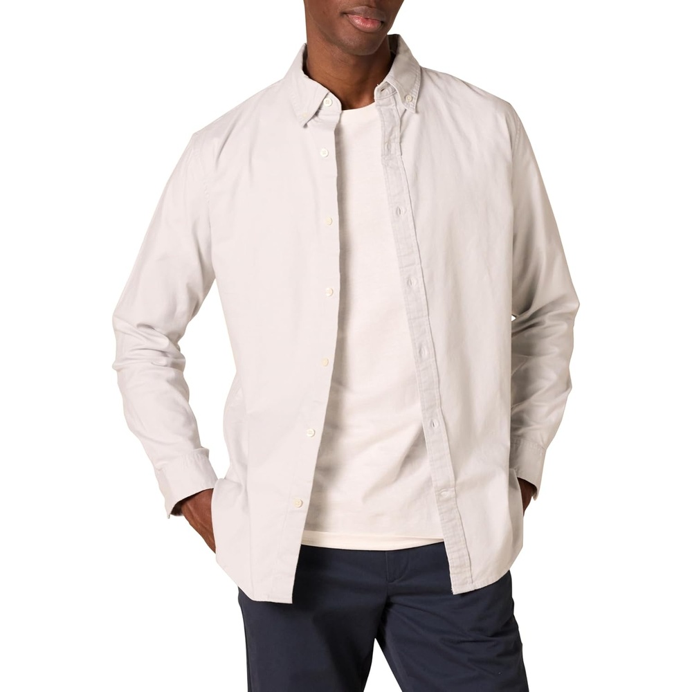 image:imageAmazon Essentials Mens LongSleeve RegularFit Cotton Thermal Waffle Knit ShirtLight Grey