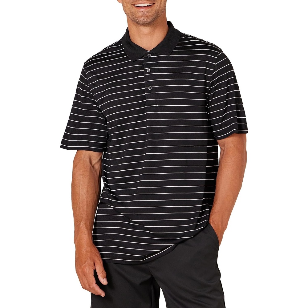 image:imageAmazon Essentials Mens Regular Fit Golf Polo Shirt MoistureWicking Quick Dry Recycled Polyester Short SleeveAnthracite Polo Stripe