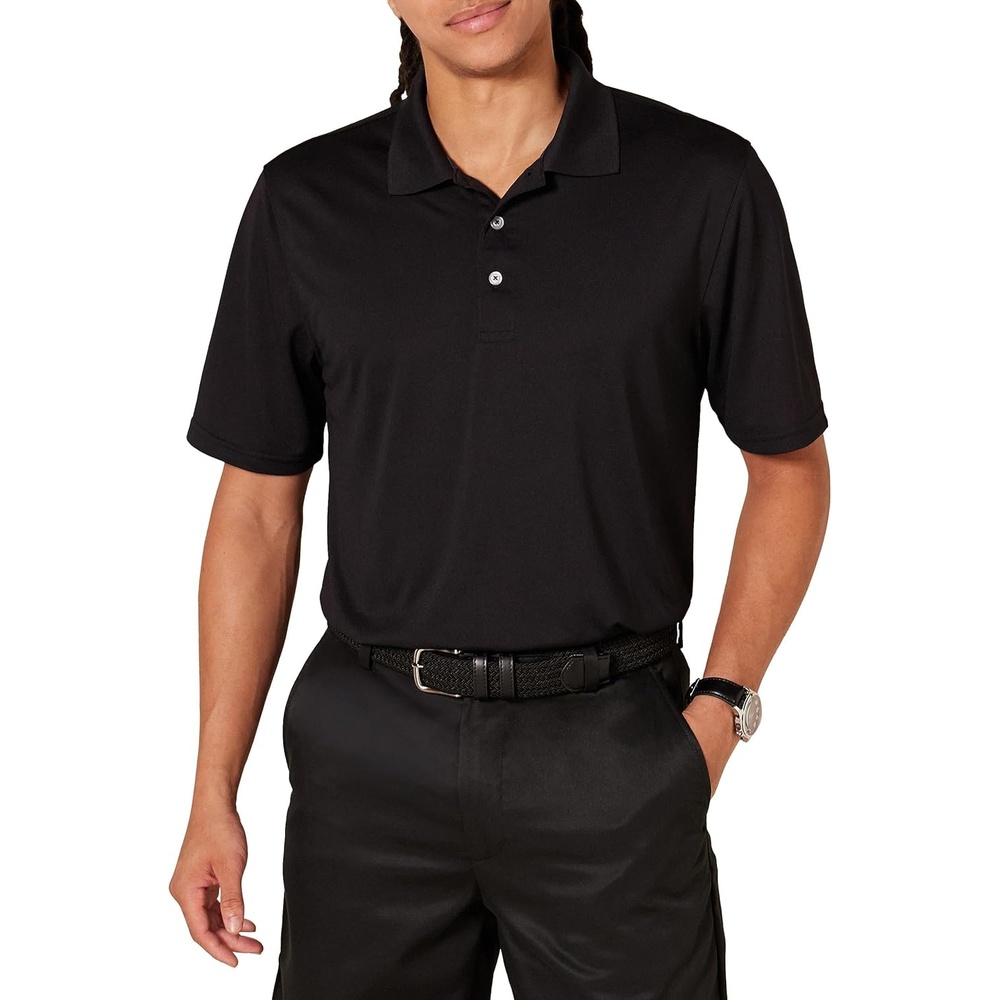 image:imageAmazon Essentials Mens Regular Fit Golf Polo Shirt MoistureWicking Quick Dry Recycled Polyester Short SleeveBlack