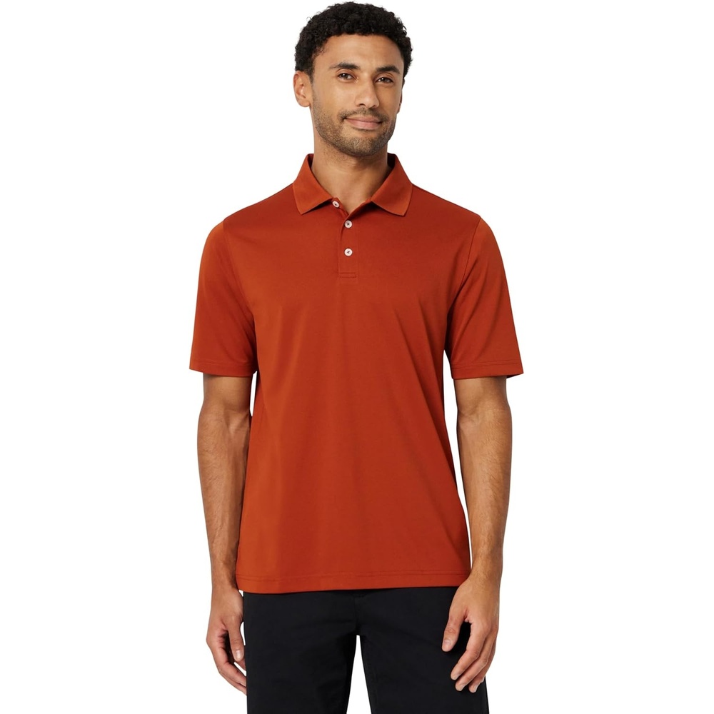 image:imageAmazon Essentials Mens Regular Fit Golf Polo Shirt MoistureWicking Quick Dry Recycled Polyester Short SleeveBrick Red