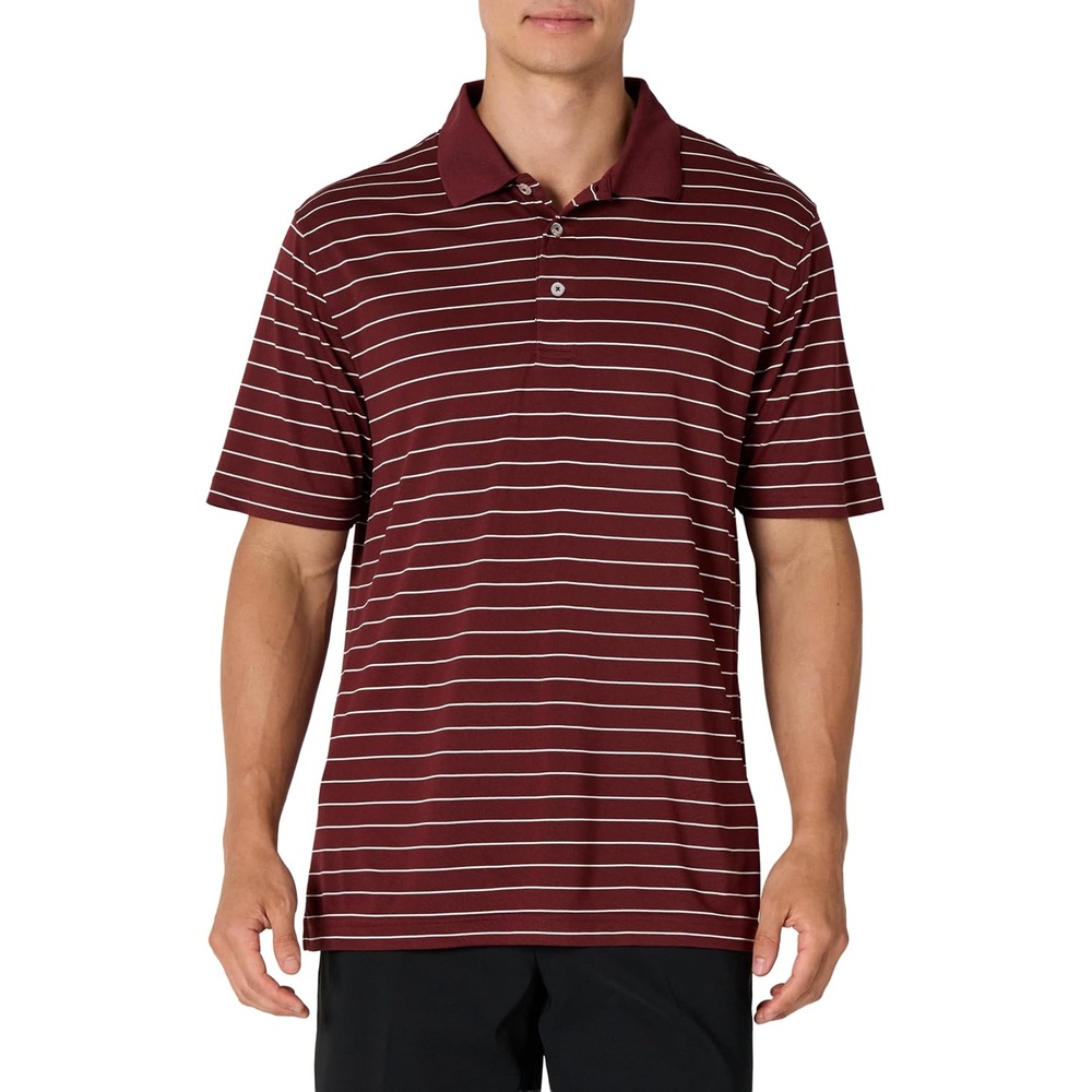 image:imageAmazon Essentials Mens Regular Fit Golf Polo Shirt MoistureWicking Quick Dry Recycled Polyester Short SleeveDark Burgundy