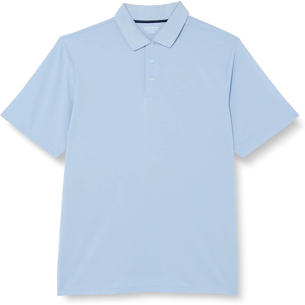 image:imageAmazon Essentials Mens Regular Fit Golf Polo Shirt MoistureWicking Quick Dry Recycled Polyester Short SleeveLight Blue