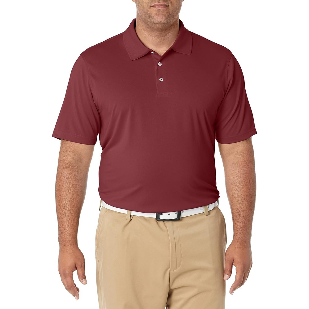 image:imageAmazon Essentials Mens Regular Fit Golf Polo Shirt MoistureWicking Quick Dry Recycled Polyester Short SleeveRich Burgundy