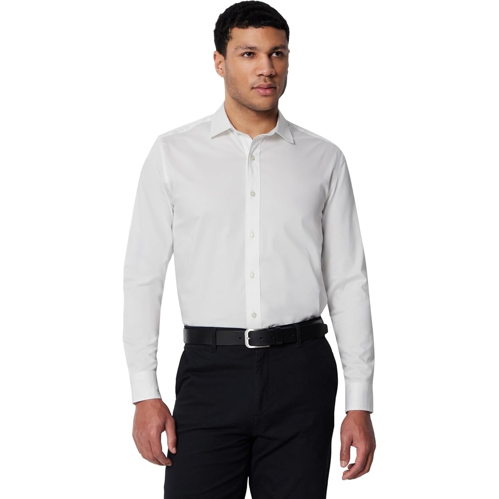 image:imageAmazon Essentials Mens Regular Fit Stretch Wrinkle Free Spread Collar Dress ShirtWhite