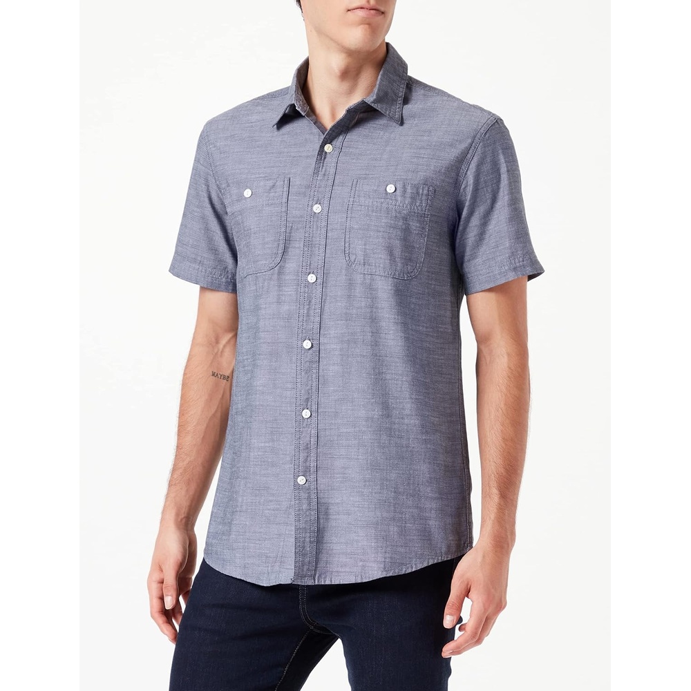image:imageAmazon Essentials Mens RegularFit ShortSleeve ButtonDown Chambray ShirtGrey