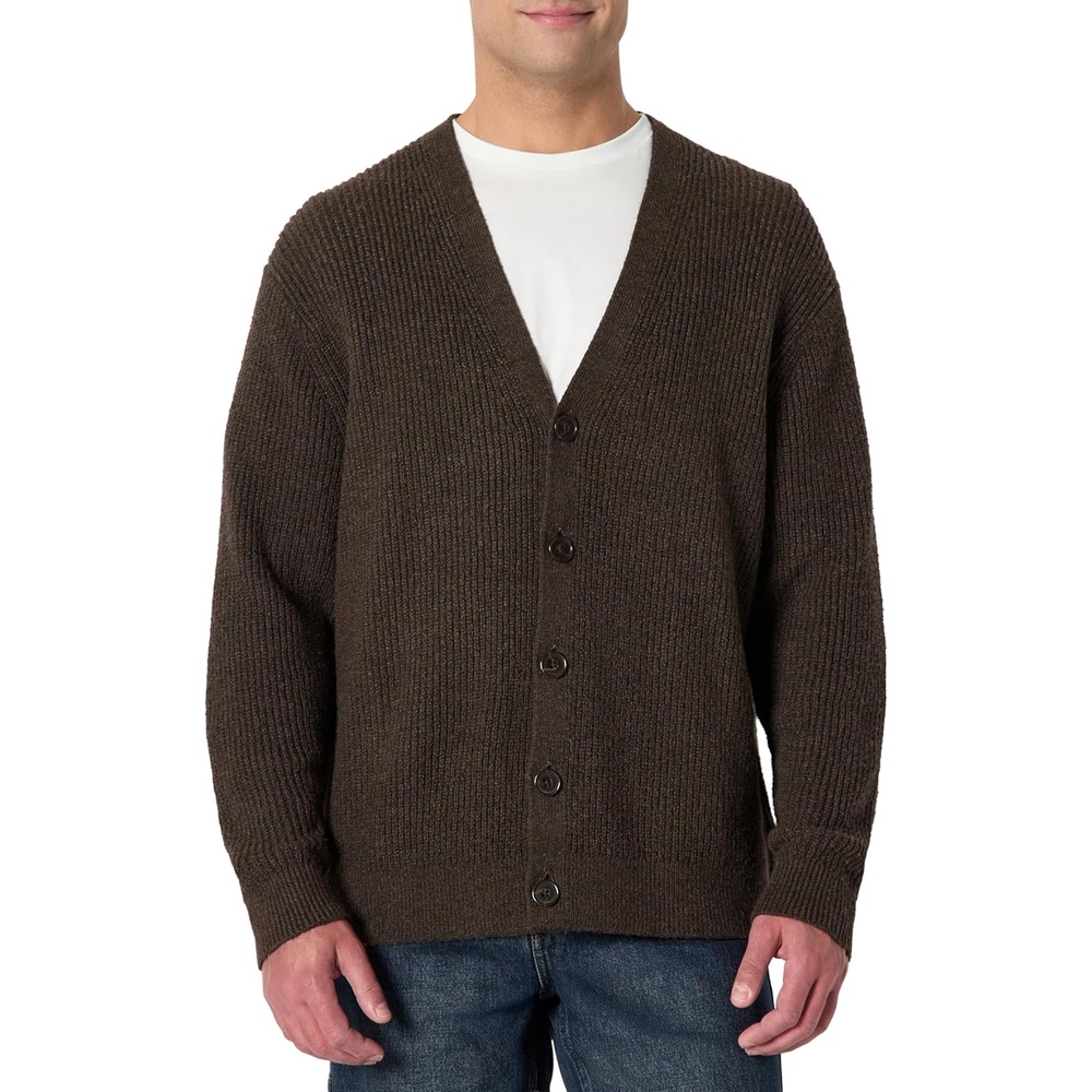image:imageAmazon Essentials Mens RelaxedFit Cotton Blend CardiganCharcoal Heather
