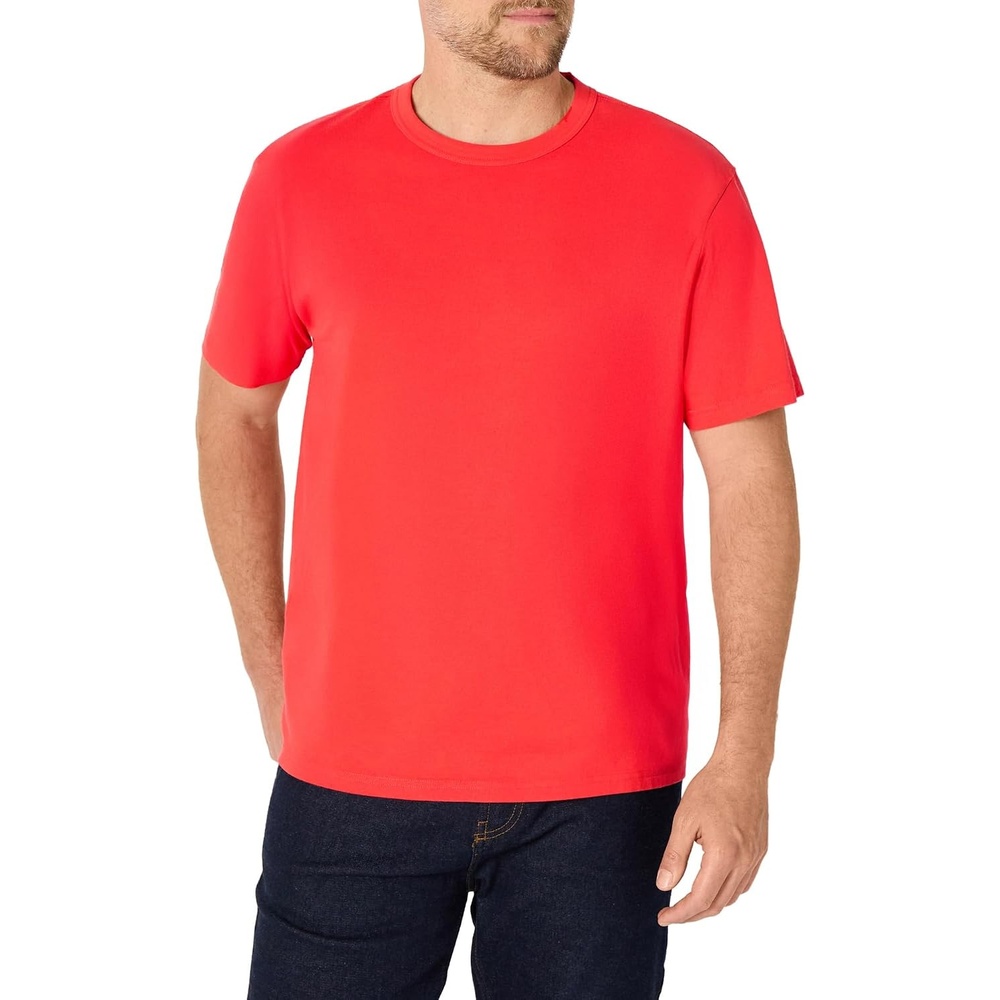 image:imageAmazon Essentials Mens RelaxedFit Heavyweight Cotton Pocket TShirtBright Poppy Red
