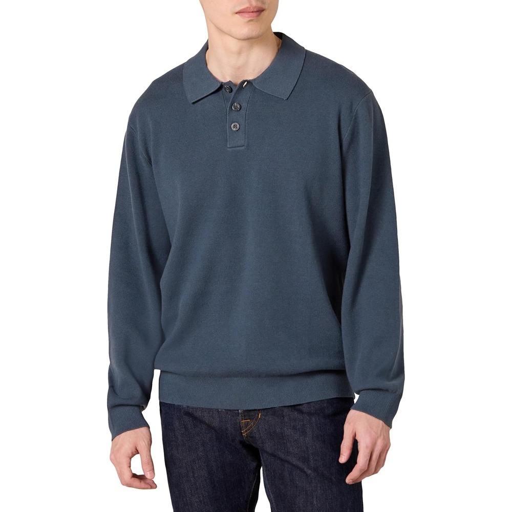 image:imageAmazon Essentials Mens RelaxedFit Knit Polo SweaterNavy