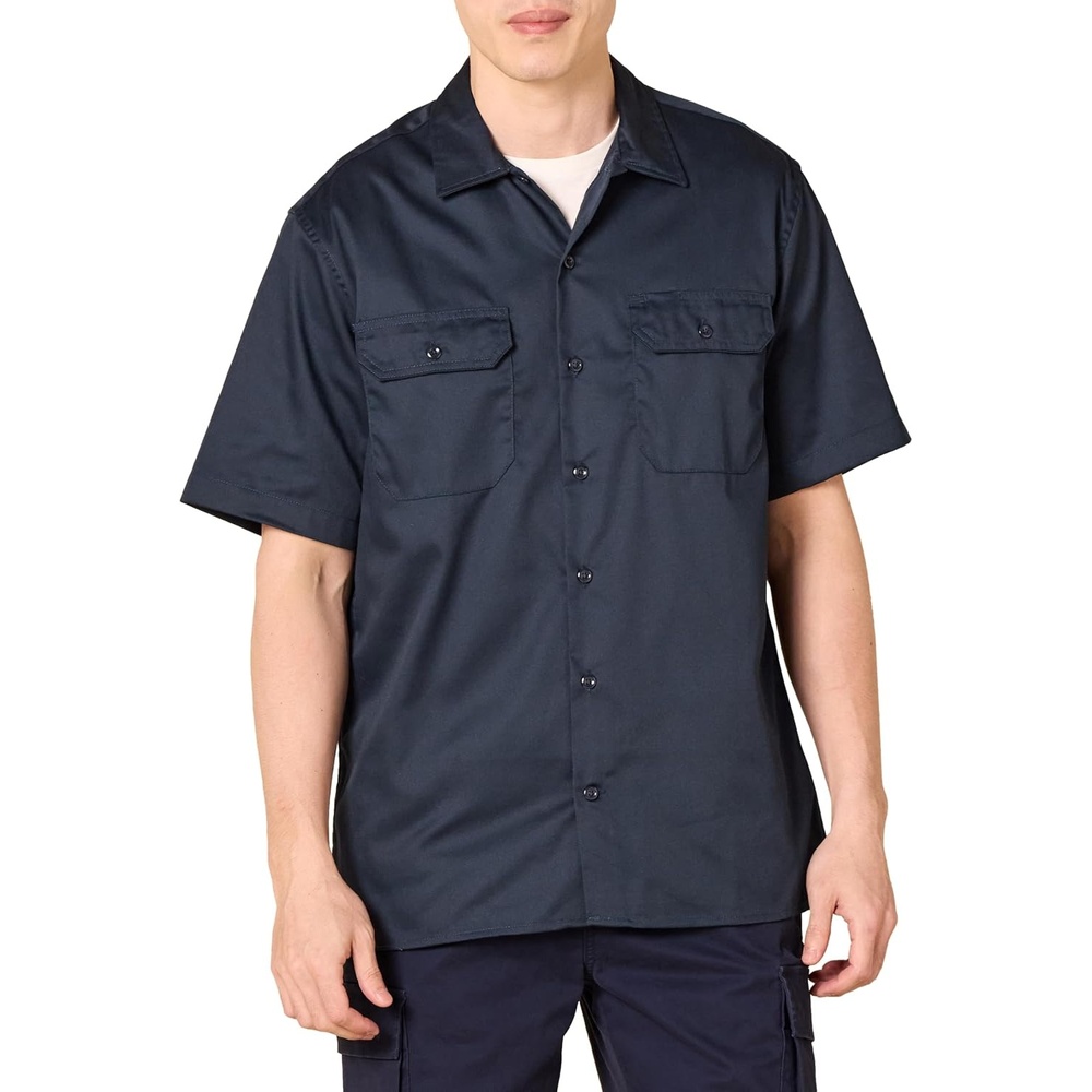 image:imageAmazon Essentials Mens RelaxedFit Stain and WrinkleResistant ShortSleeve Work ShirtsDark Navy