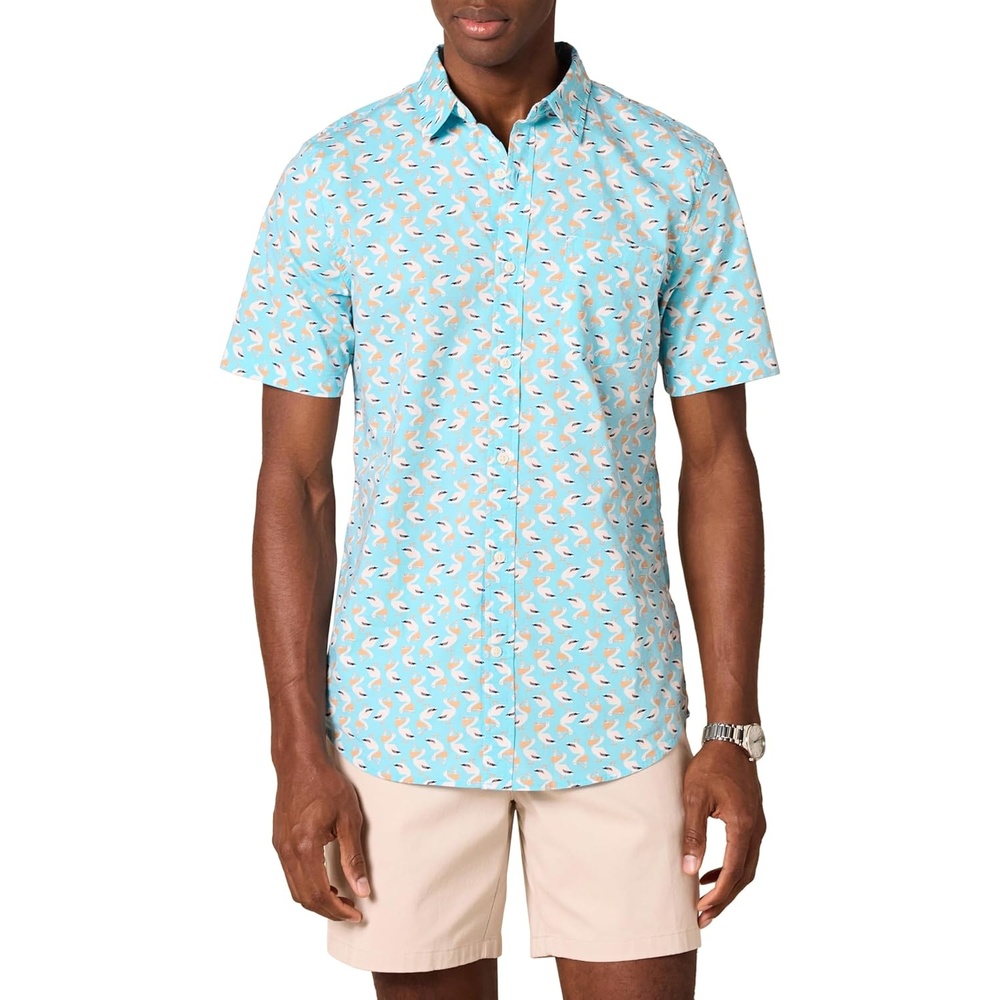 image:imageAmazon Essentials Mens SlimFit ShortSleeve Poplin ShirtAqua Blue