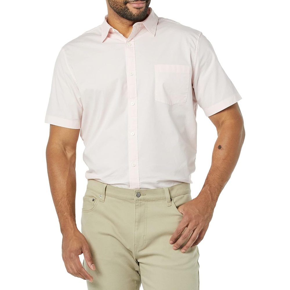 image:imageAmazon Essentials Mens SlimFit ShortSleeve Poplin ShirtPink