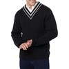 Amazon Essentials Mens Cable Knit V-Neck Sweater(Black)