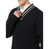 Amazon Essentials Mens Cable Knit V-Neck Sweater(Black)