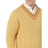 Amazon Essentials Mens Cable Knit V-Neck Sweater(Tan)