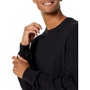 Amazon Essentials Men’s Crewneck Cable Cotton Pullover Sweater(Black)