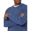 Amazon Essentials Men’s Crewneck Cable Cotton Pullover Sweater(Blue Heather)