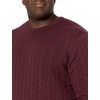 Amazon Essentials Men’s Crewneck Cable Cotton Pullover Sweater(Burgundy)