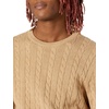 Amazon Essentials Men’s Crewneck Cable Cotton Pullover Sweater(Camel Heather)