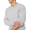 Amazon Essentials Men’s Crewneck Cable Cotton Pullover Sweater(Light Grey Heather)