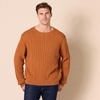 Amazon Essentials Men’s Crewneck Cable Cotton Pullover Sweater(Rust)