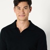 Amazon Essentials Men’s Long Sleeve Regular-Fit Knit Polo Sweater(Black)