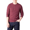 Amazon Essentials Men’s Long Sleeve Waffle Henley Shirt(Burgundy)
