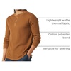 Amazon Essentials Men’s Long Sleeve Waffle Henley Shirt(Light Brown)