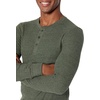 Amazon Essentials Men’s Long Sleeve Waffle Henley Shirt(Olive Heather)