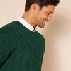 Amazon Essentials Mens Long-Sleeve 100% Cotton Fisherman Cable Crewneck Sweater(Dark Green)