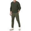 Amazon Essentials Mens Long-Sleeve 100% Cotton Fisherman Cable Crewneck Sweater(Dark Olive)