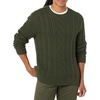 Amazon Essentials Mens Long-Sleeve 100% Cotton Fisherman Cable Crewneck Sweater(Dark Olive)