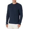 Amazon Essentials Mens Long-Sleeve 100% Cotton Fisherman Cable Crewneck Sweater(Navy)