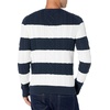 Amazon Essentials Mens Long-Sleeve 100% Cotton Fisherman Cable Crewneck Sweater(Navy White Rugby Stripe)