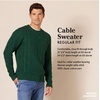 Amazon Essentials Mens Long-Sleeve 100% Cotton Fisherman Cable Crewneck Sweater(Navy White Rugby Stripe)