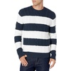 Amazon Essentials Mens Long-Sleeve 100% Cotton Fisherman Cable Crewneck Sweater(Navy White Rugby Stripe)
