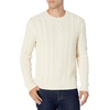 Amazon Essentials Mens Long-Sleeve 100% Cotton Fisherman Cable Crewneck Sweater(Off-white)