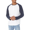 Amazon Essentials Men’s Long-Sleeve Henley Shirt(White/Navy)