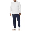 Amazon Essentials Men’s Long-Sleeve Regular-Fit Cotton Thermal Waffle Knit Shirt(Light Grey Vertical Stripe)