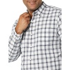 Amazon Essentials Men’s Long-Sleeve Regular-Fit Stretch Poplin Shirt(Dark Navy White Plaid)