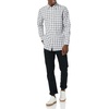 Amazon Essentials Men’s Long-Sleeve Regular-Fit Stretch Poplin Shirt(Dark Navy White Plaid)