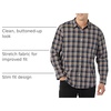 Amazon Essentials Men’s Long-Sleeve Regular-Fit Stretch Poplin Shirt(Gold/Navy  Check)
