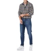 Amazon Essentials Men’s Long-Sleeve Regular-Fit Stretch Poplin Shirt(Gold/Navy  Check)